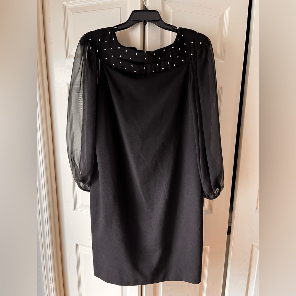 Chic Black Dress with Sheer Sleeves